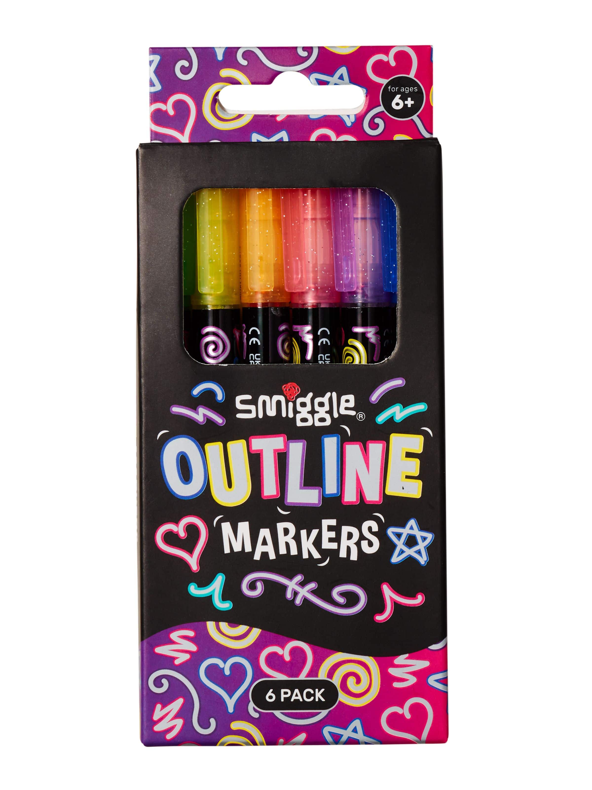 Outline Marker Pack X6 Mix - Smiggle Online